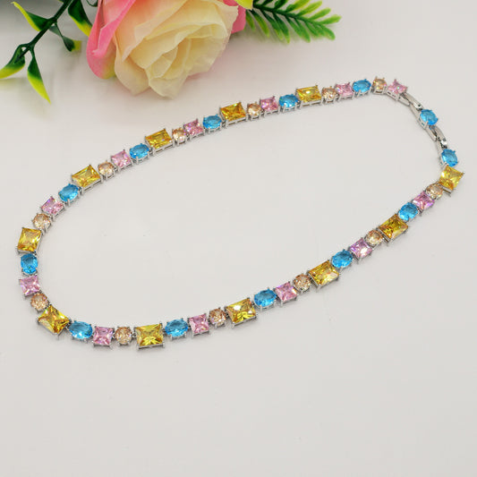 CHARIS Collier Tennis - Collana con Cubic Zirconia RAINBOW