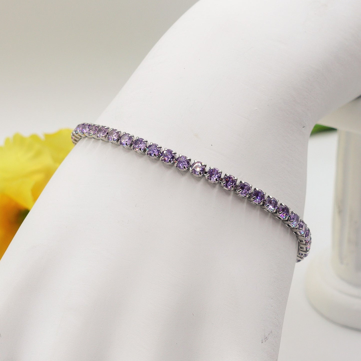 ALICIA ~ Bracciale tennis in ACCIAIO INOSSIDABILE con Cubic Zirconia
