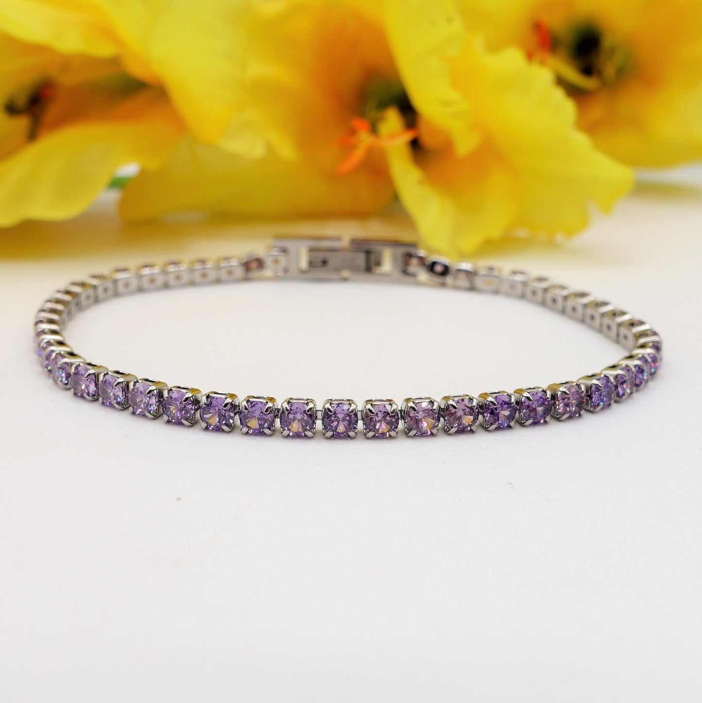 ALICIA ~ Bracciale tennis in ACCIAIO INOSSIDABILE con Cubic Zirconia