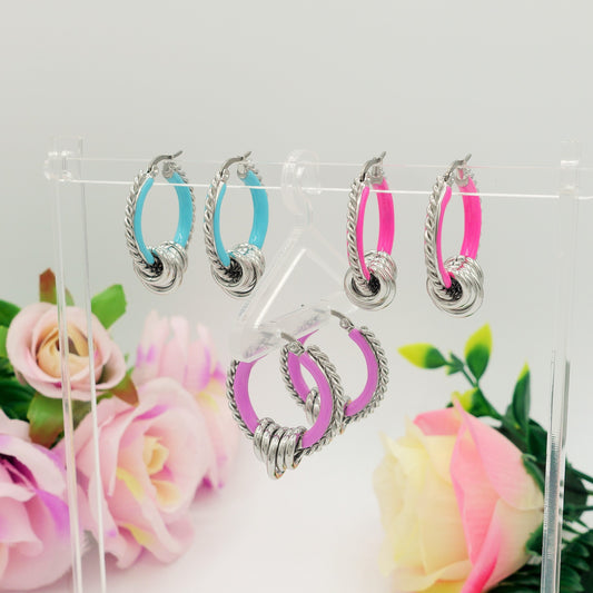 JUDITH - ACCIAIO INOSSIDABILE orecchini a cerchio smaltati