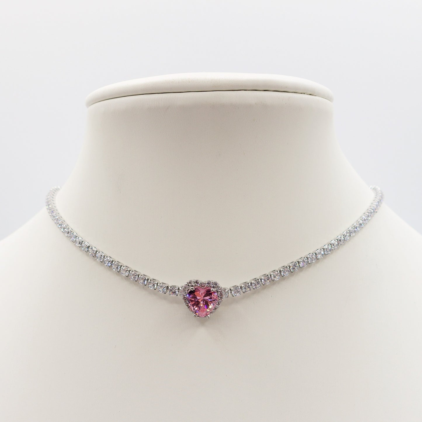 DIANA -"THE PINK SET" - Set choker + orecchini in cubic zirconia rosa