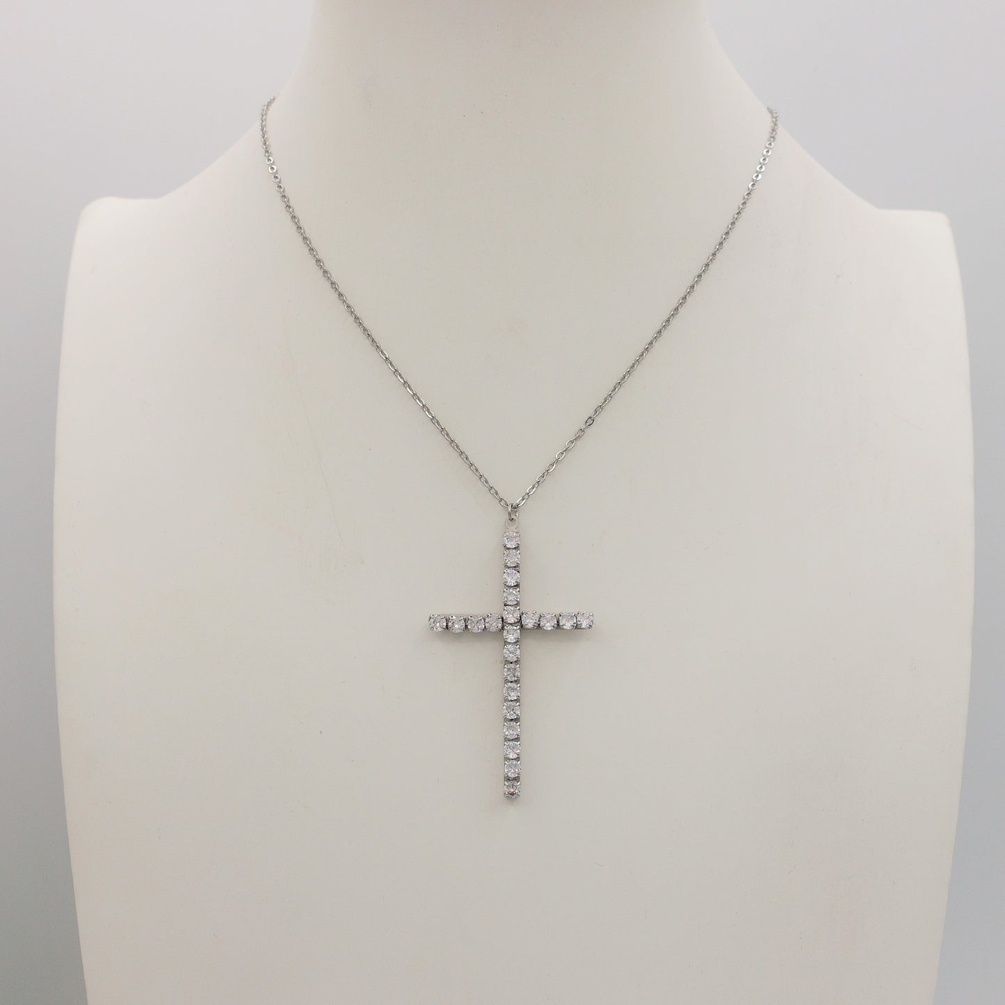 SYLVIE - ACCIAIO INOSSIDABILE- Collana con pendente croce in cubic zirconia