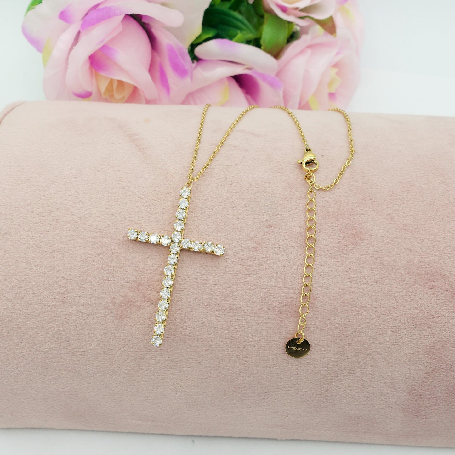 SYLVIE - ACCIAIO INOSSIDABILE- Collana con pendente croce in cubic zirconia