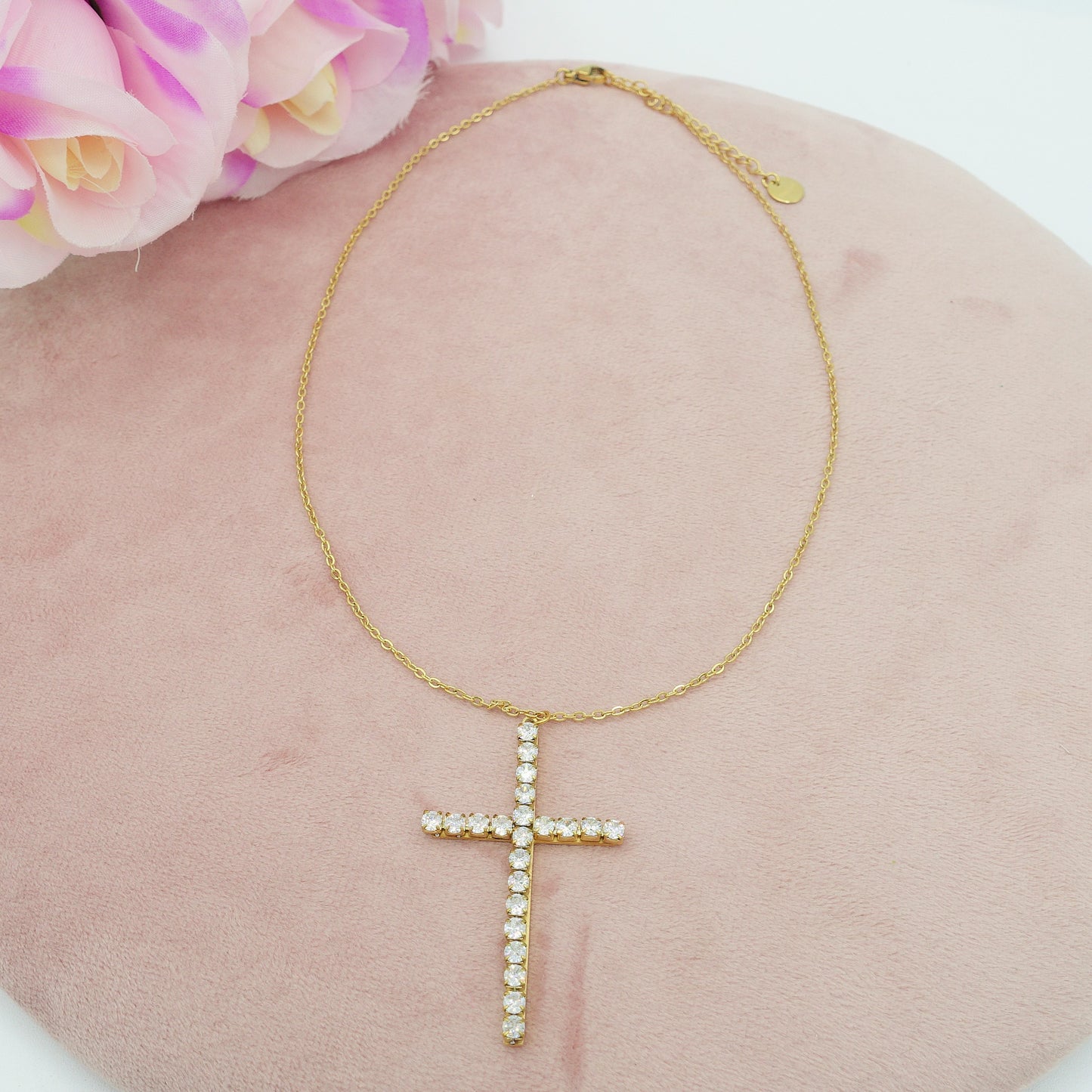 SYLVIE - ACCIAIO INOSSIDABILE- Collana con pendente croce in cubic zirconia