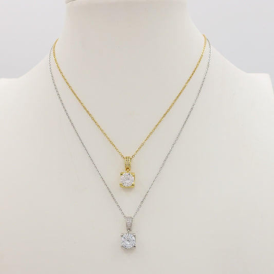 SOLITARIO XL - ACCIAIO INOSSIDABILE- collana con pendente solitario in cubic zirconia