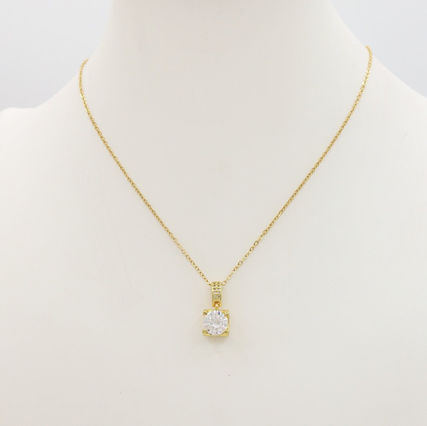 SOLITARIO XL - ACCIAIO INOSSIDABILE- collana con pendente solitario in cubic zirconia