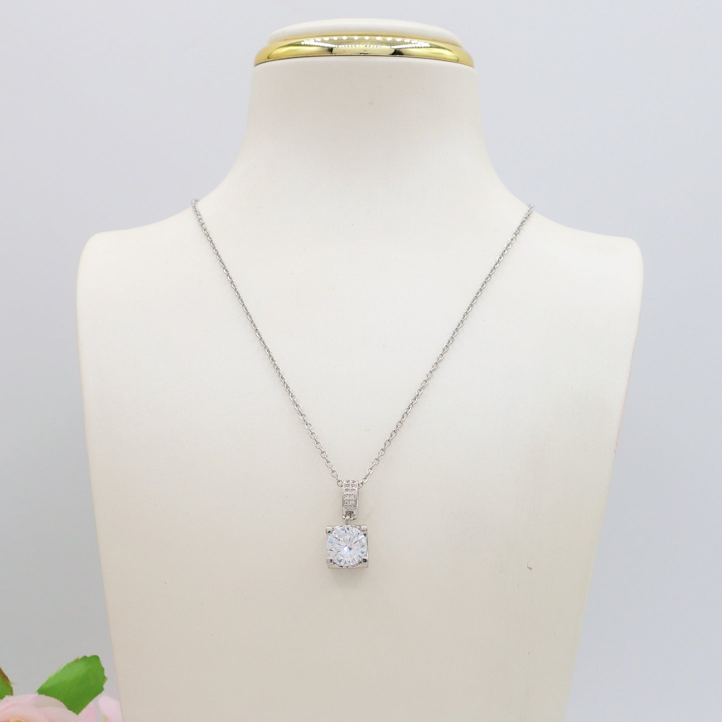 SOLITARIO XL - ACCIAIO INOSSIDABILE- collana con pendente solitario in cubic zirconia