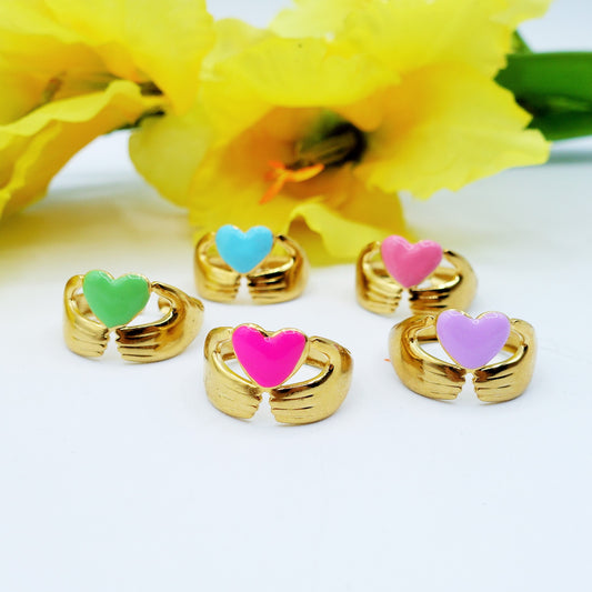 RUBY ~ Anello SMALTATO regolabile ACCIAIO INOSSIDABILE