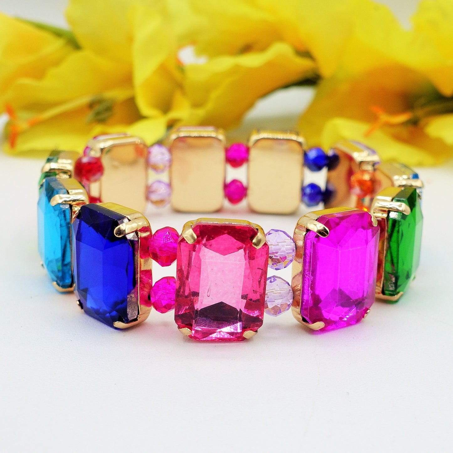 MARGOT PEARLS -Bracciale Elasticizzato con perle e pietre sfaccettate - LUCE COLLECTION