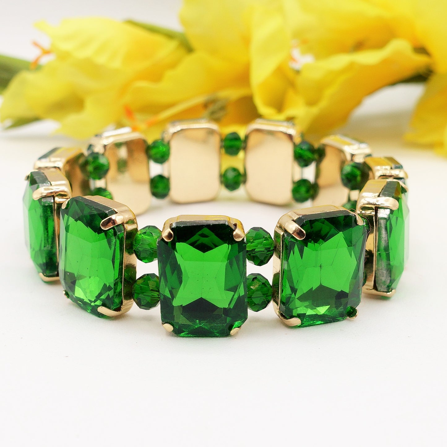 MARGOT PEARLS -Bracciale Elasticizzato con perle e pietre sfaccettate - LUCE COLLECTION