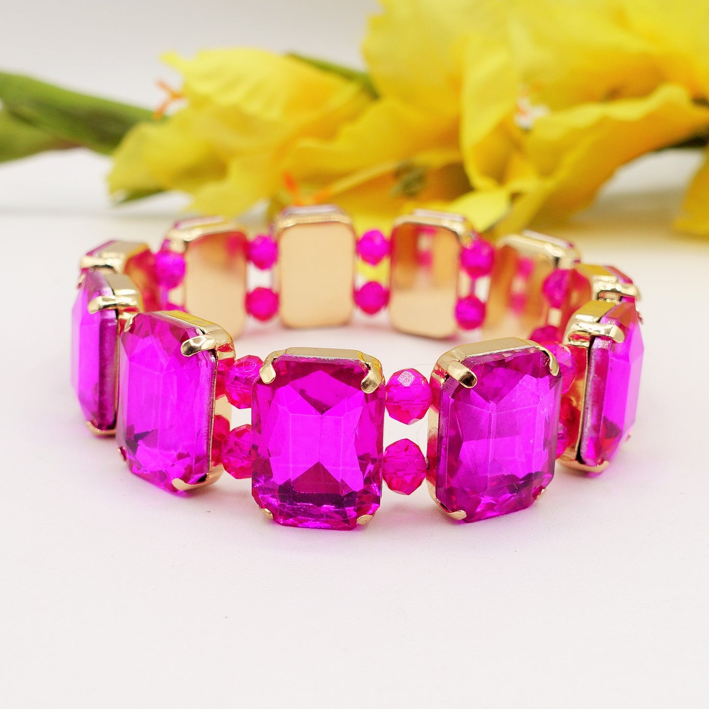 MARGOT PEARLS -Bracciale Elasticizzato con perle e pietre sfaccettate - LUCE COLLECTION