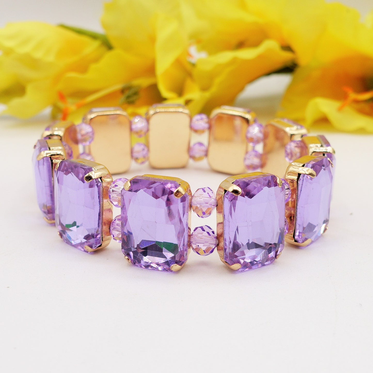 MARGOT PEARLS -Bracciale Elasticizzato con perle e pietre sfaccettate - LUCE COLLECTION