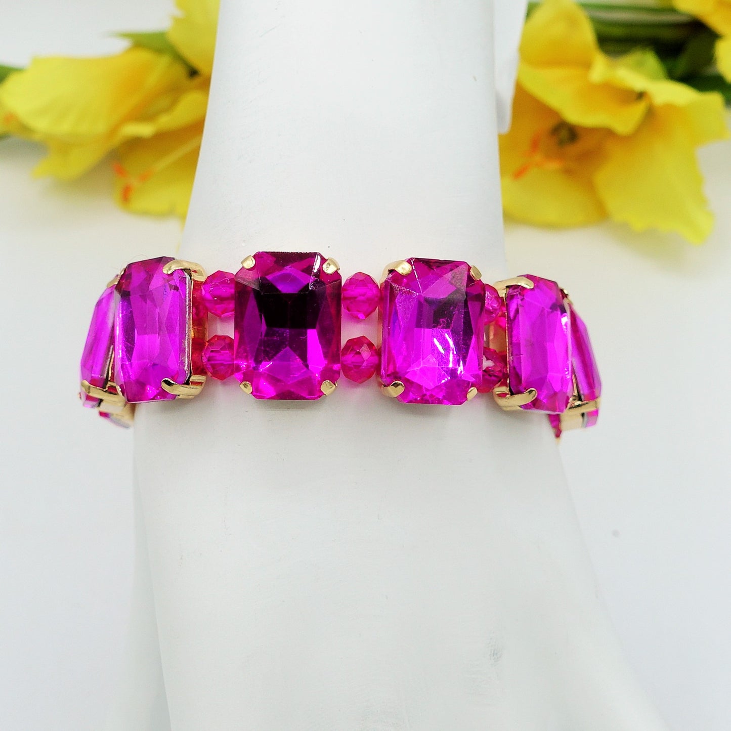 MARGOT PEARLS -Bracciale Elasticizzato con perle e pietre sfaccettate - LUCE COLLECTION