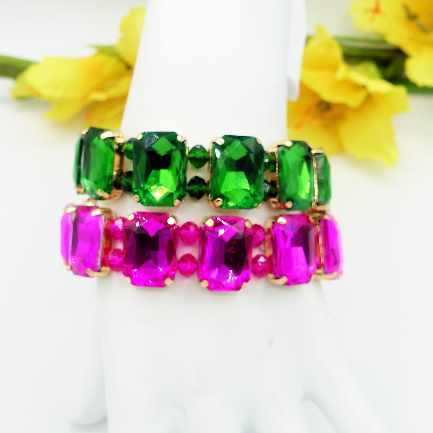 MARGOT PEARLS -Bracciale Elasticizzato con perle e pietre sfaccettate - LUCE COLLECTION