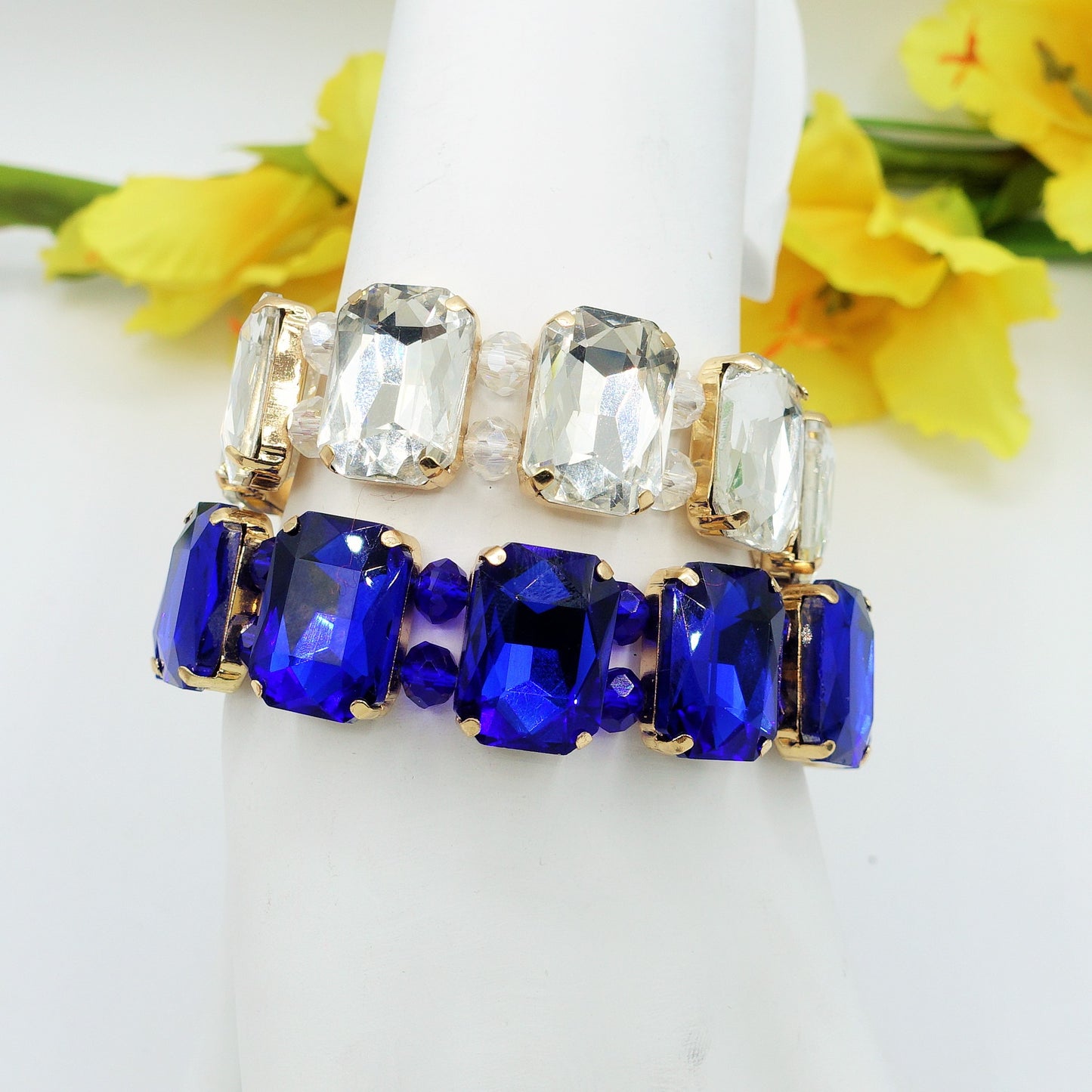 MARGOT PEARLS -Bracciale Elasticizzato con perle e pietre sfaccettate - LUCE COLLECTION