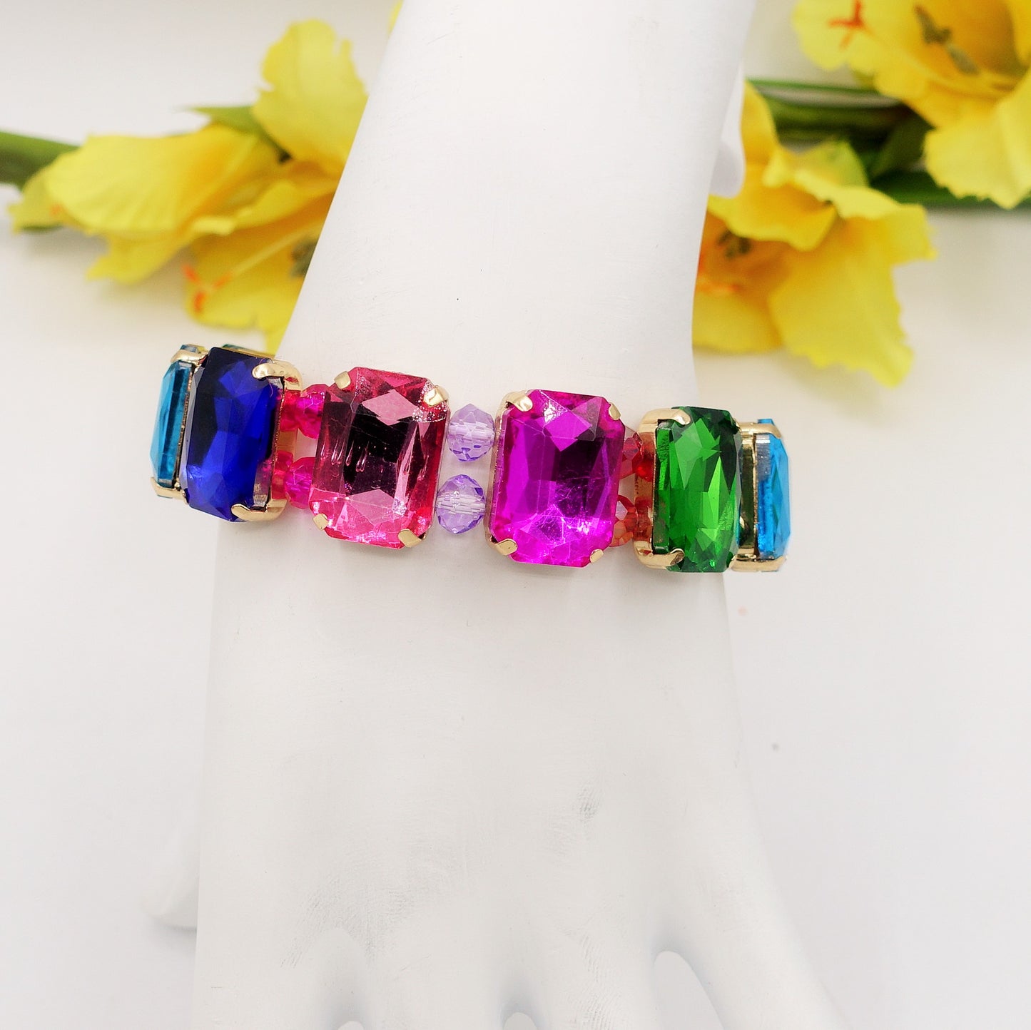 MARGOT PEARLS -Bracciale Elasticizzato con perle e pietre sfaccettate - LUCE COLLECTION