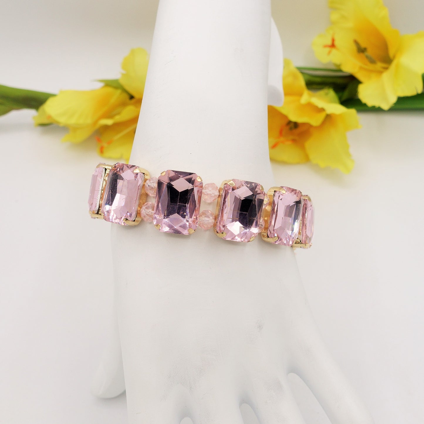 MARGOT PEARLS -Bracciale Elasticizzato con perle e pietre sfaccettate - LUCE COLLECTION