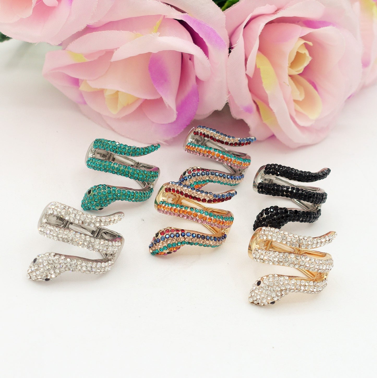 VIPER - Anello serpente regolabile con cubic zirconia