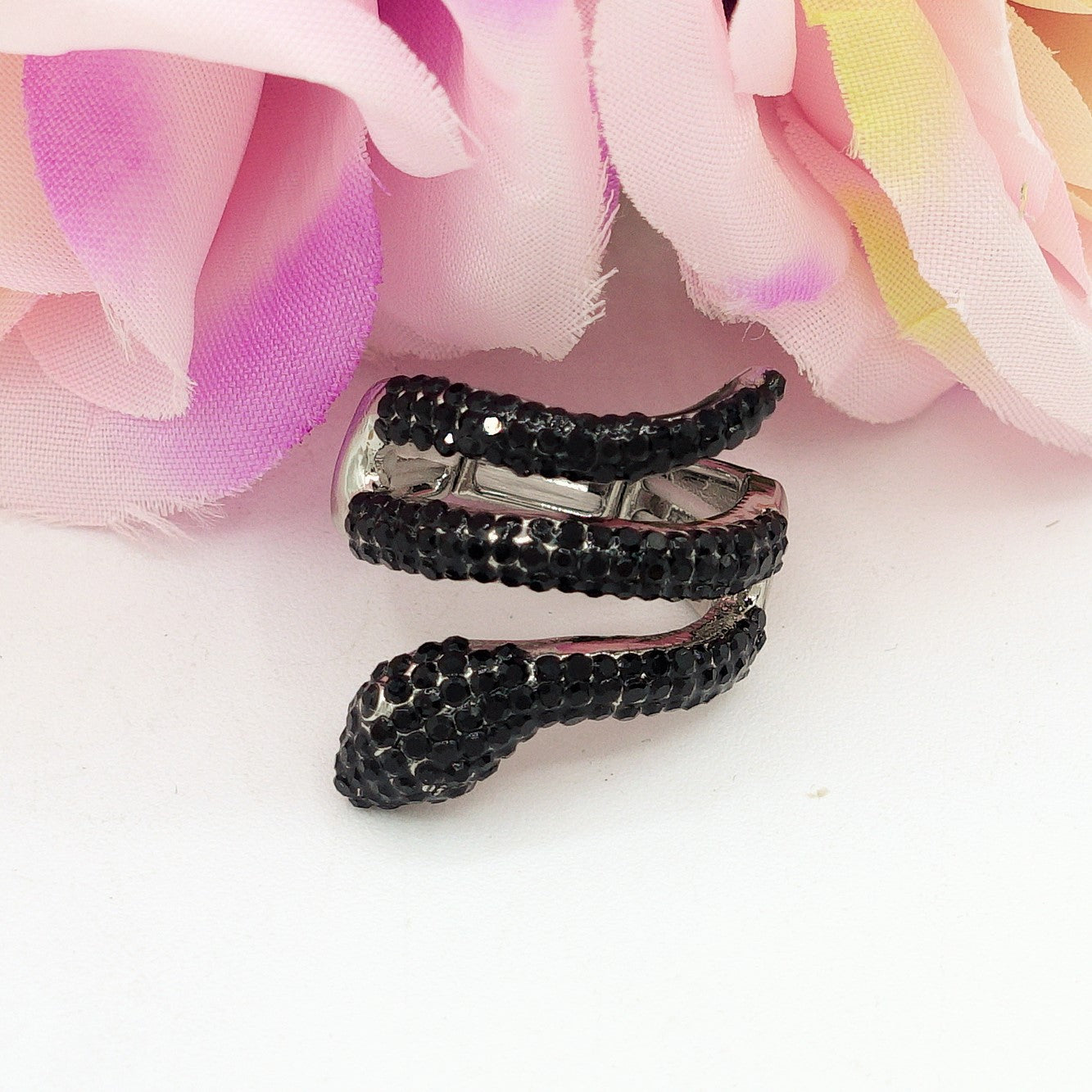 VIPER - Anello serpente regolabile con cubic zirconia