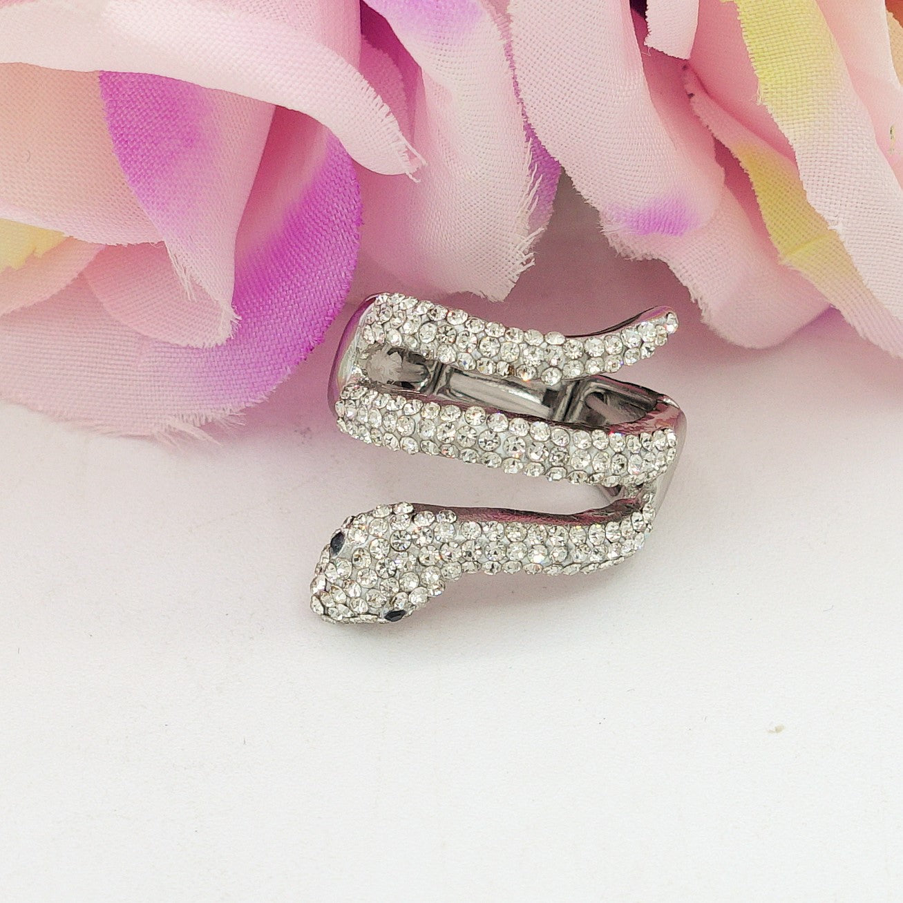 VIPER - Anello serpente regolabile con cubic zirconia