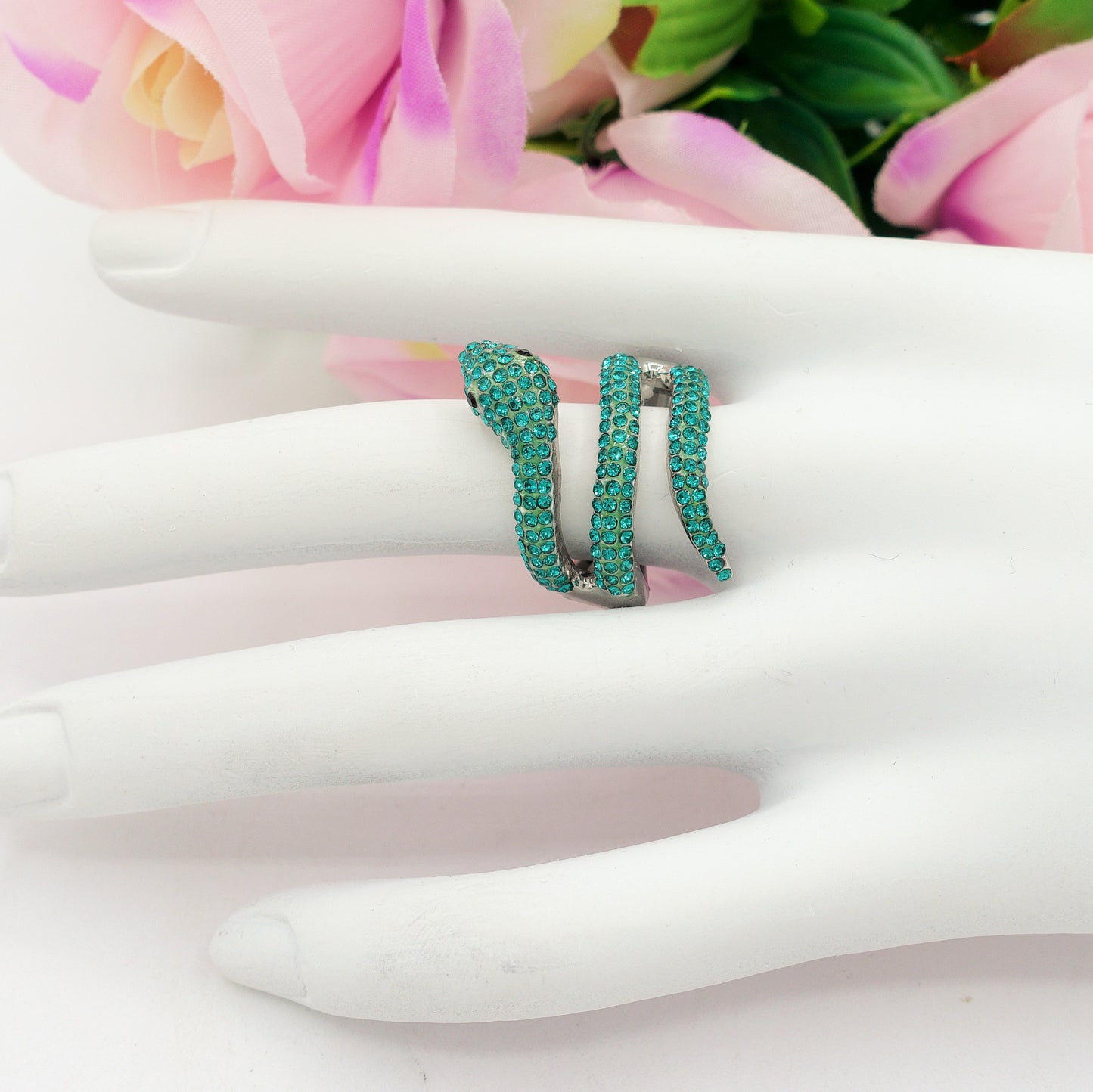 VIPER - Anello serpente regolabile con cubic zirconia