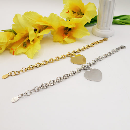 OLIVIA ~ ACCIAIO INOSSIDABILE Bracciale con pendente cuore