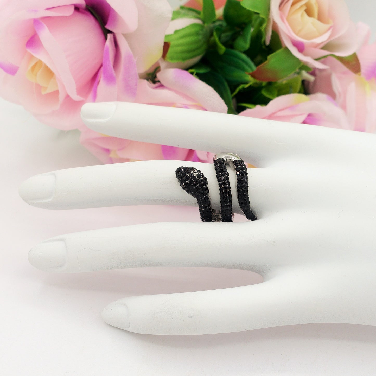 VIPER - Anello serpente regolabile con cubic zirconia