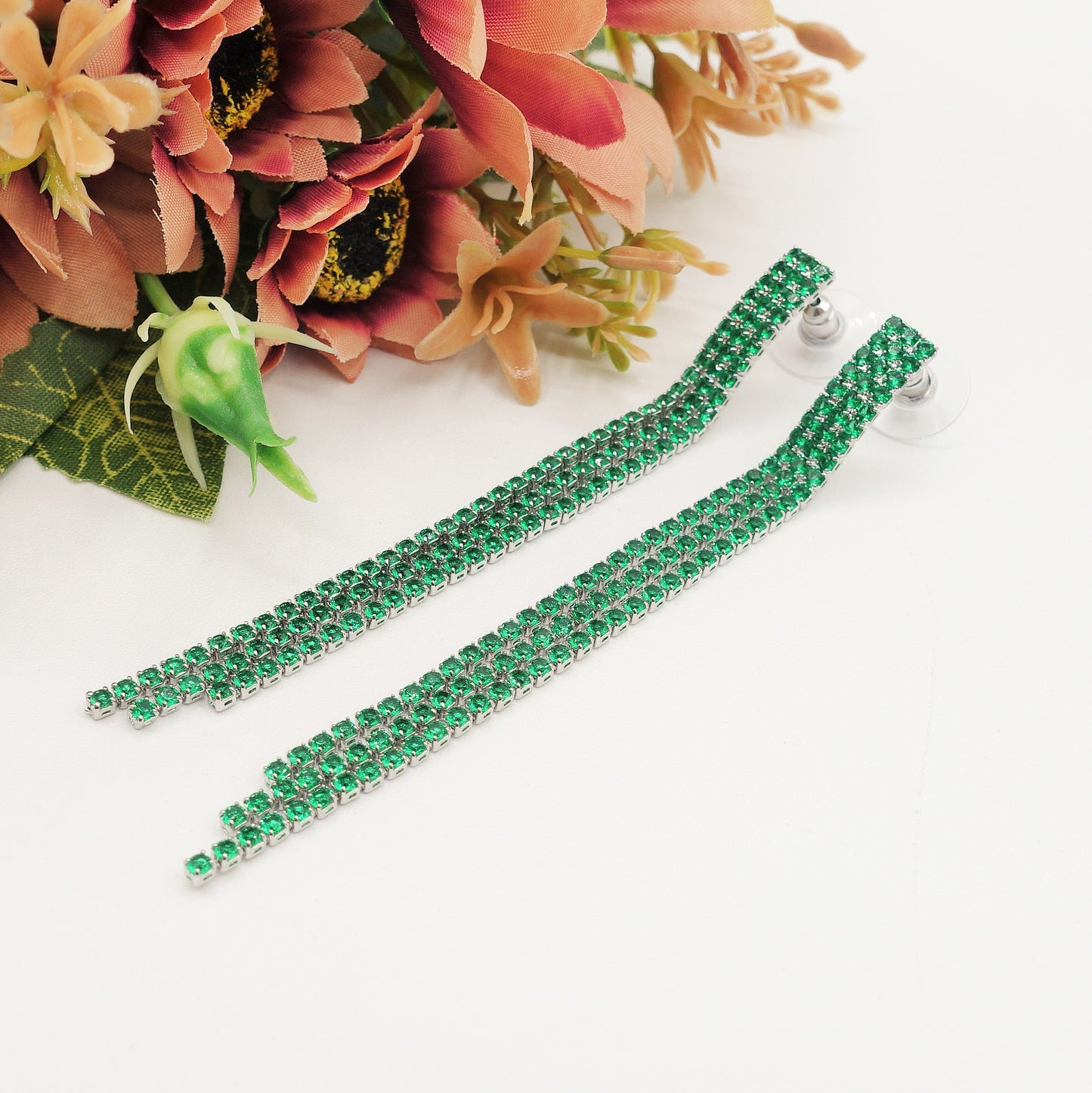 AGNES 3 fili ~ Orecchini a cascata in Cubic Zirconia