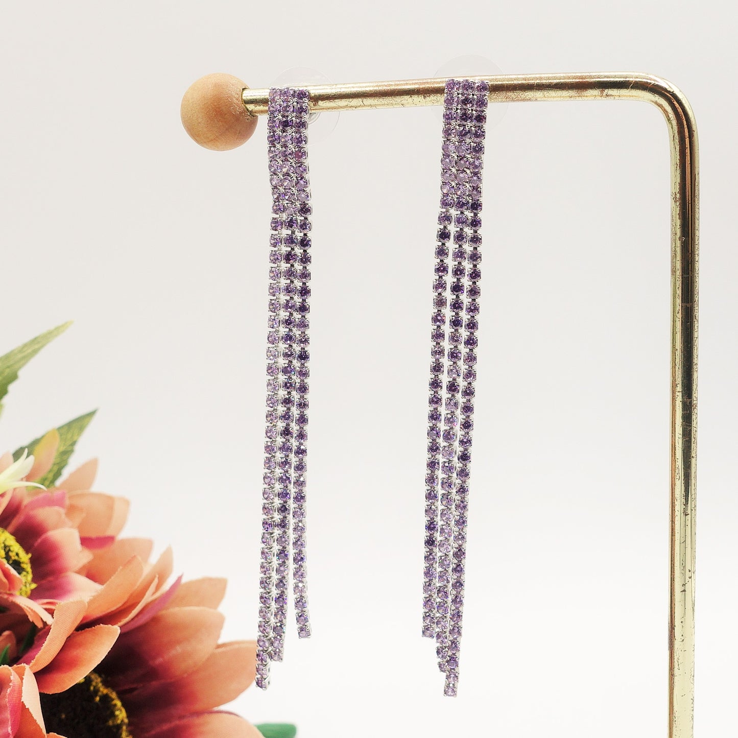AGNES 3 fili ~ Orecchini a cascata in Cubic Zirconia