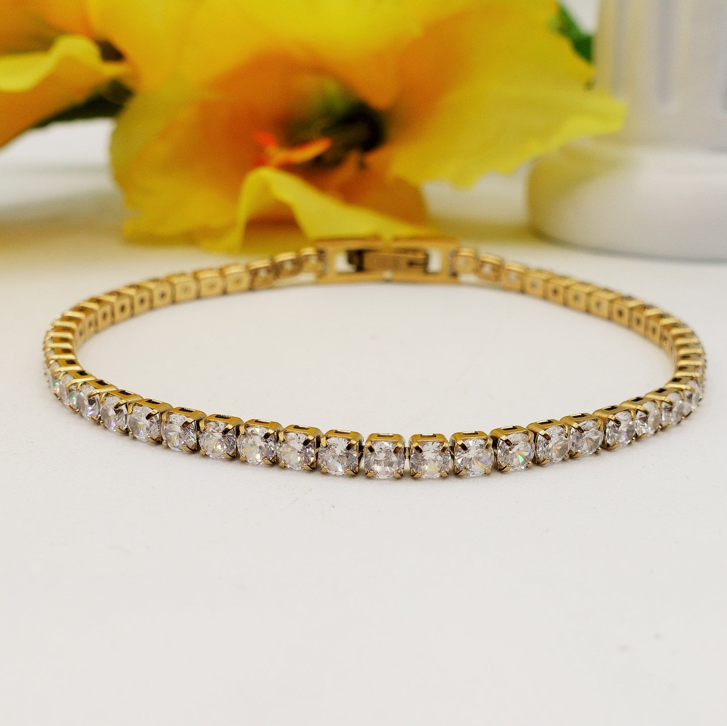 ALICIA ~ Bracciale tennis in ACCIAIO INOSSIDABILE con Cubic Zirconia