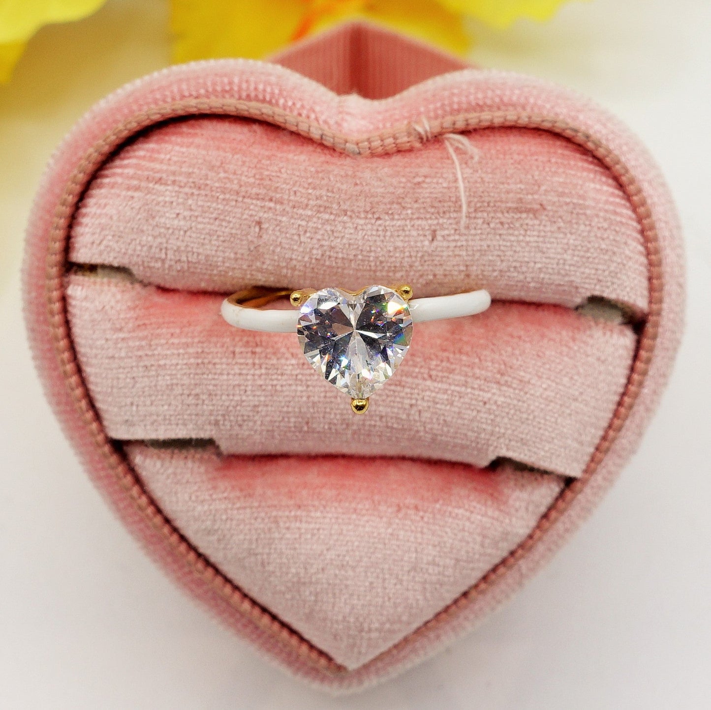 JADE FLUO ~Anello Smaltato ACCIAIO Inossidabile con cuore in zircone
