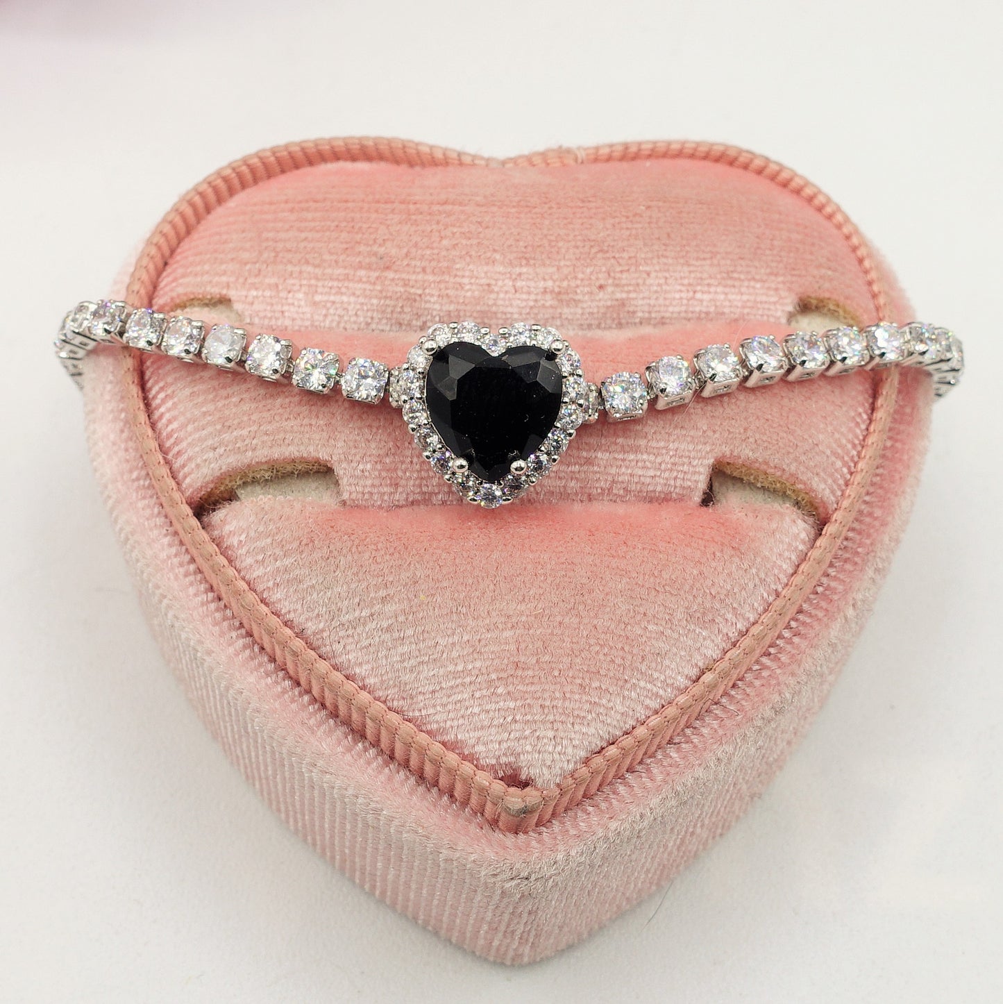 DIANA ~Chunky ~ Bracciale tennis con cuore in Cubic Zirconia