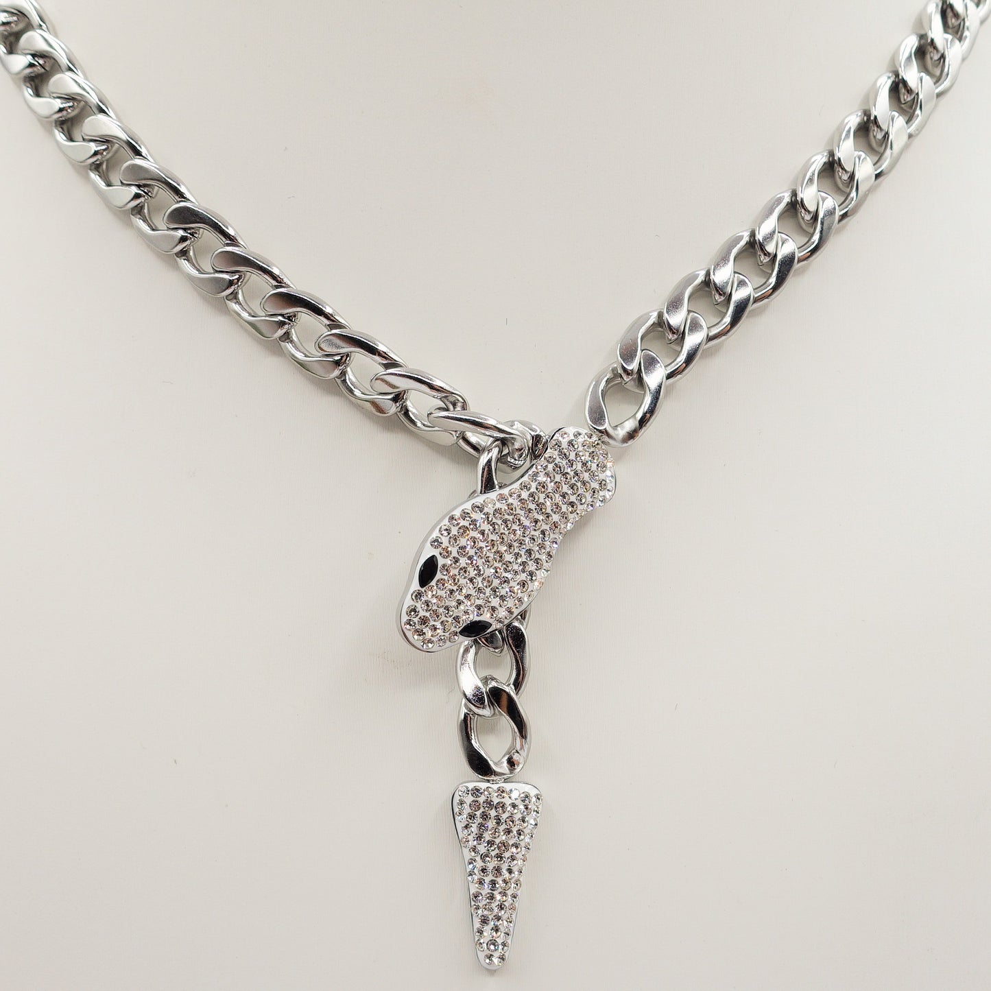 MASHA XL - ACCIAIO inossidabile - collana snake in catena con cubic zirconia