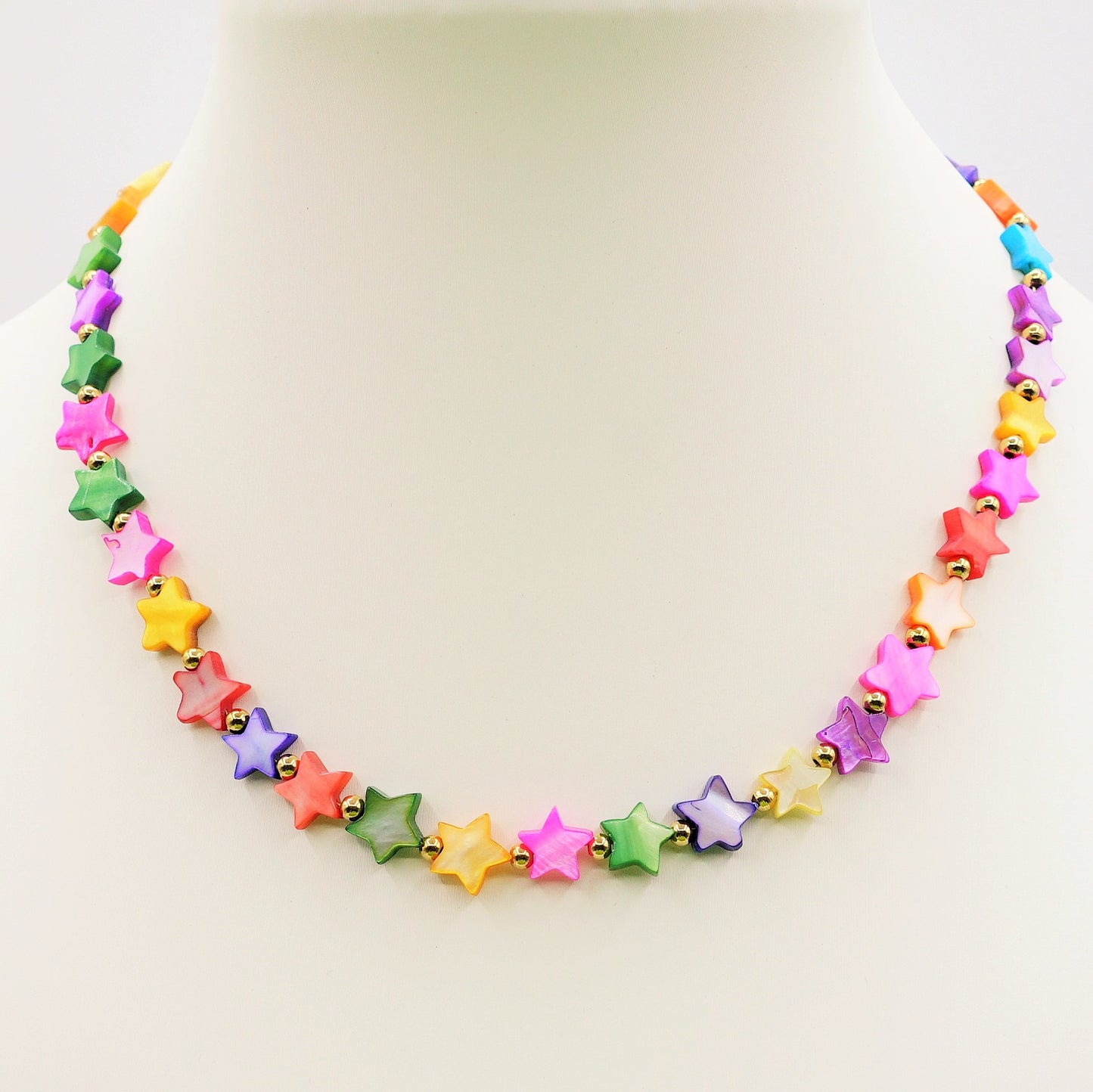 PEACH- ACCIAIO INOSSIDABILE-CHOKER IN MADREPERLA A FORMA DI STELLE
