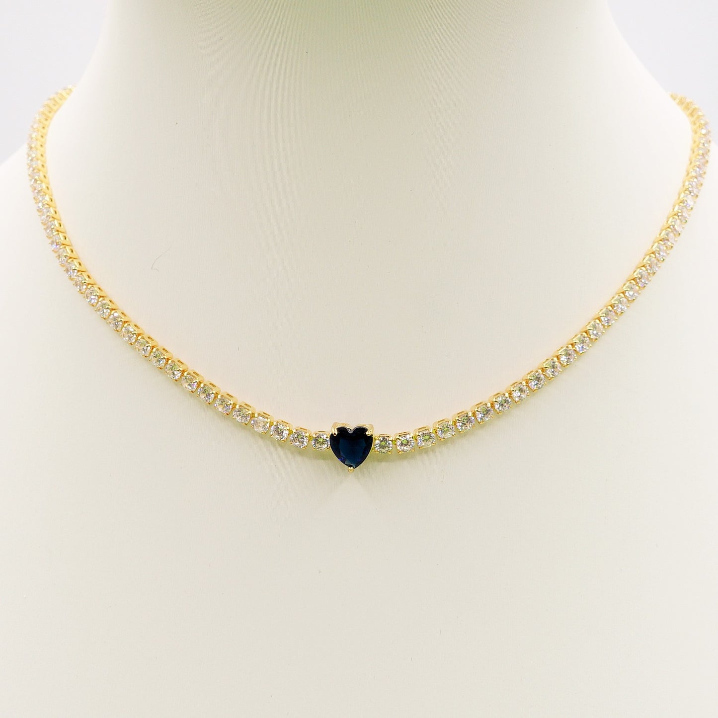 DIANA ~ Collana tennis Choker con zircone a cuore