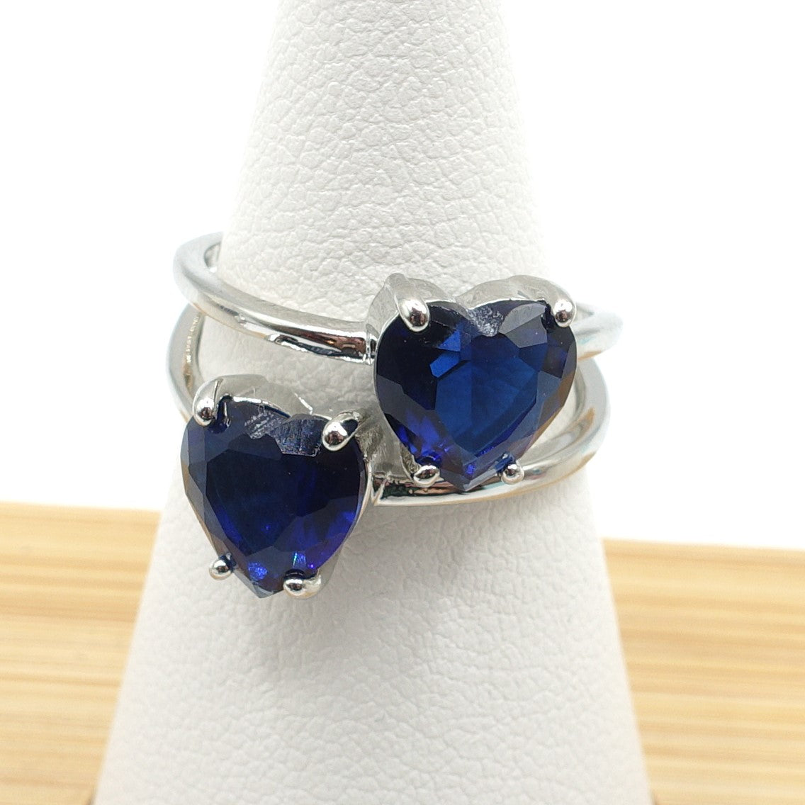 Camille ~ ANELLO cuore doppio contrariè in cubic zirconia