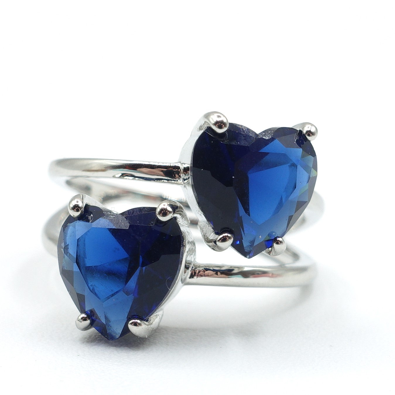 Camille ~ ANELLO cuore doppio contrariè in cubic zirconia