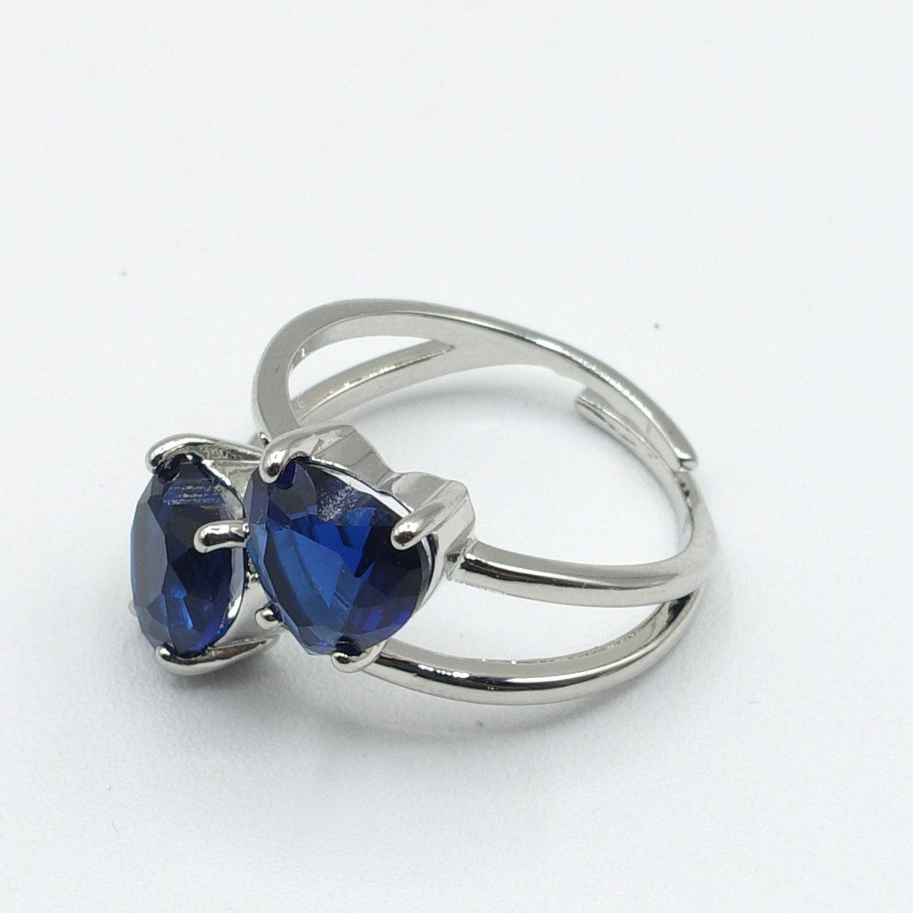 Camille ~ ANELLO cuore doppio contrariè in cubic zirconia