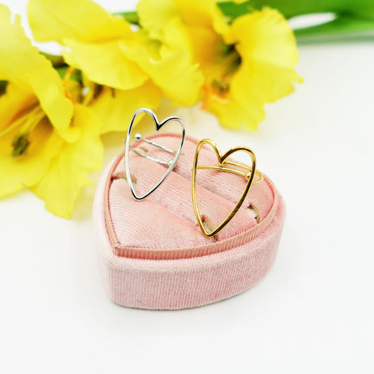 Renee' ~ Anello cuore in ACCIAIO INOSSIDABILE REGOLABILE