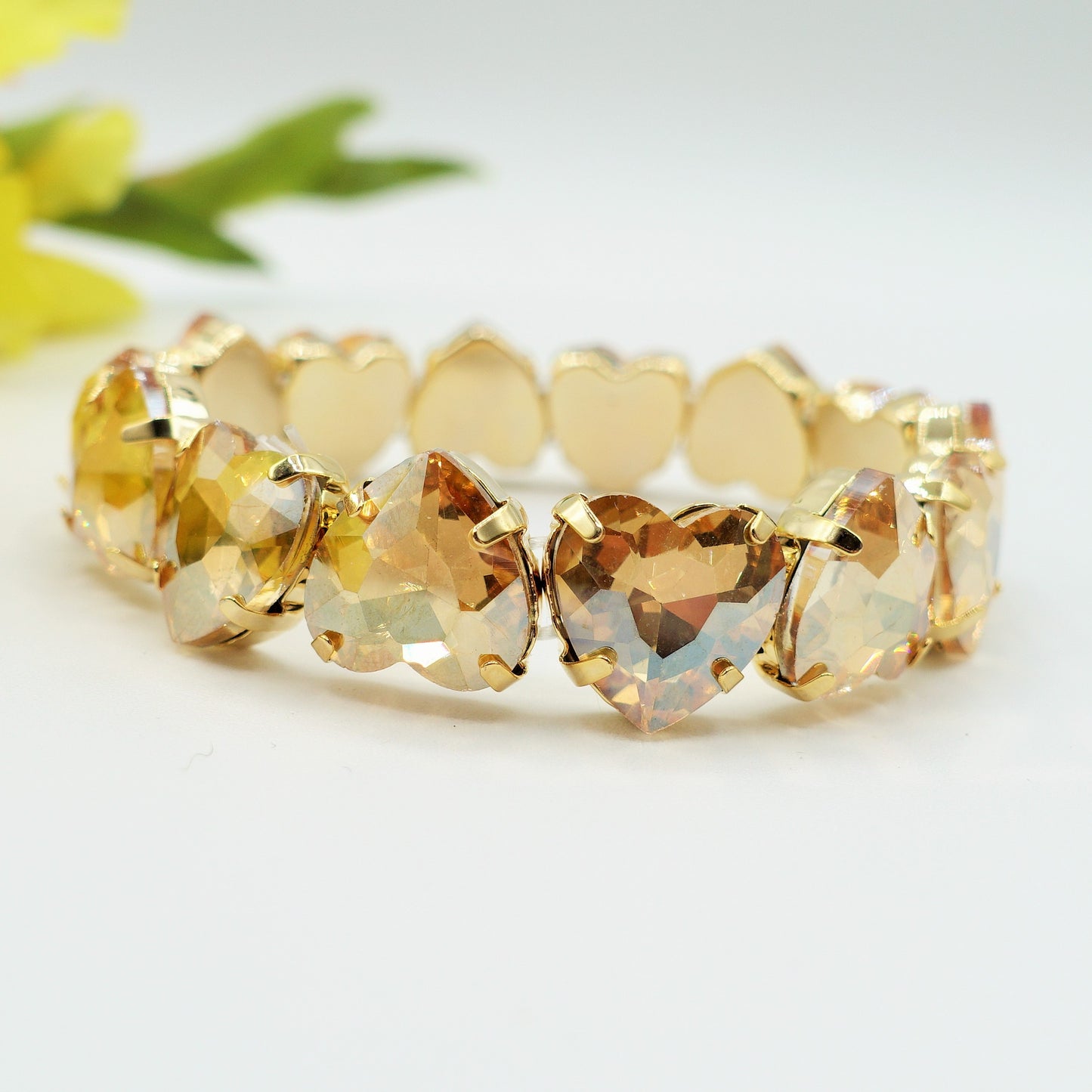 LUCE HEARTS Beige SET -Collier orecchini e bracciale con pietre sfaccettate