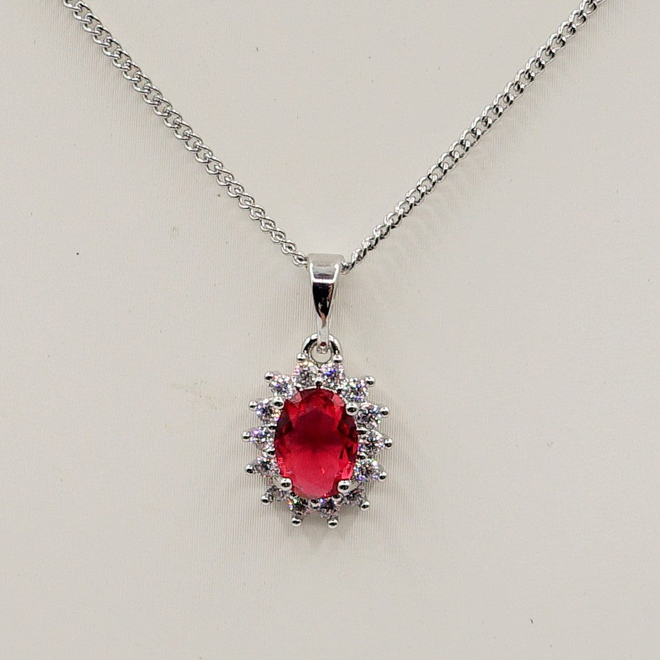 KATE -" RED Set" ACCIAIO - collana zirconi +orecchini + anello zirconia