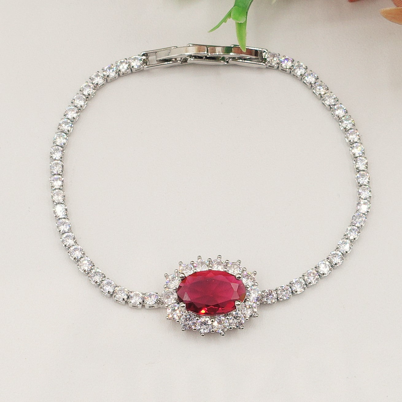 KATE -" RED Set" ACCIAIO - collana zirconi +orecchini + anello zirconia