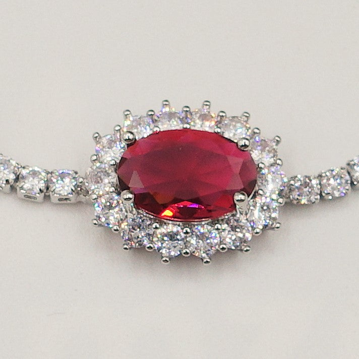 KATE -" RED Set" ACCIAIO - collana zirconi +orecchini + anello zirconia