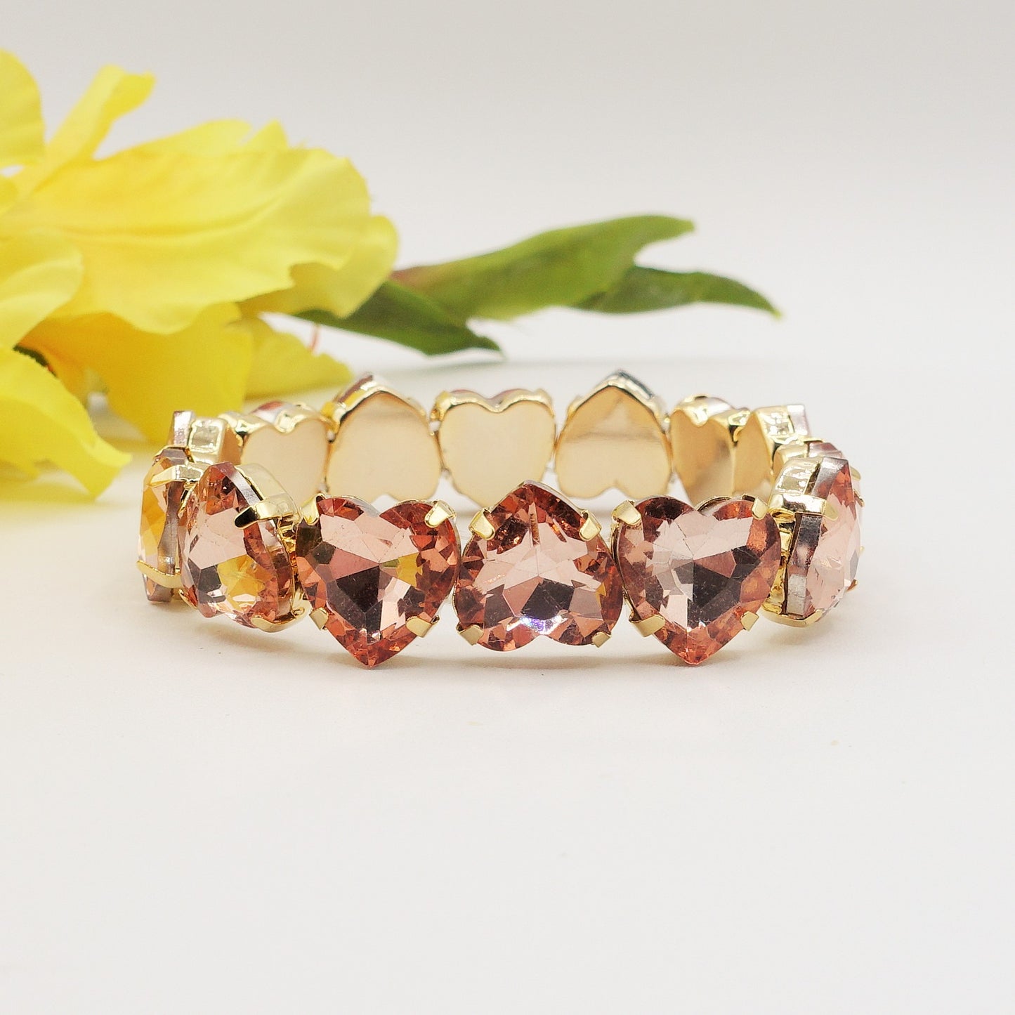 LUCE HEARTS Rose Gold SET -Collier orecchini e bracciale con pietre sfaccettate