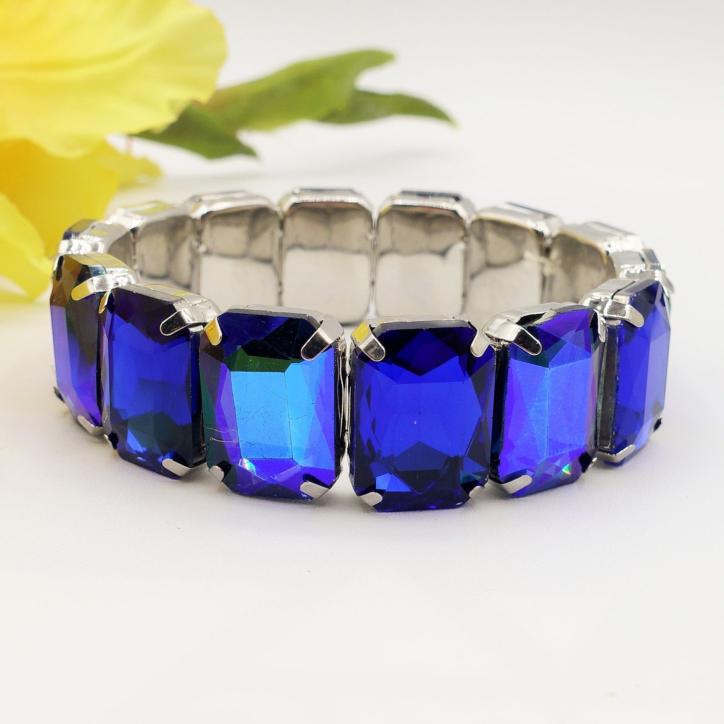 MARGOT Blue SET - COLLIER,BRACCIALE E ORECCHINI con pietre sfaccettate - LUCE COLLECTION