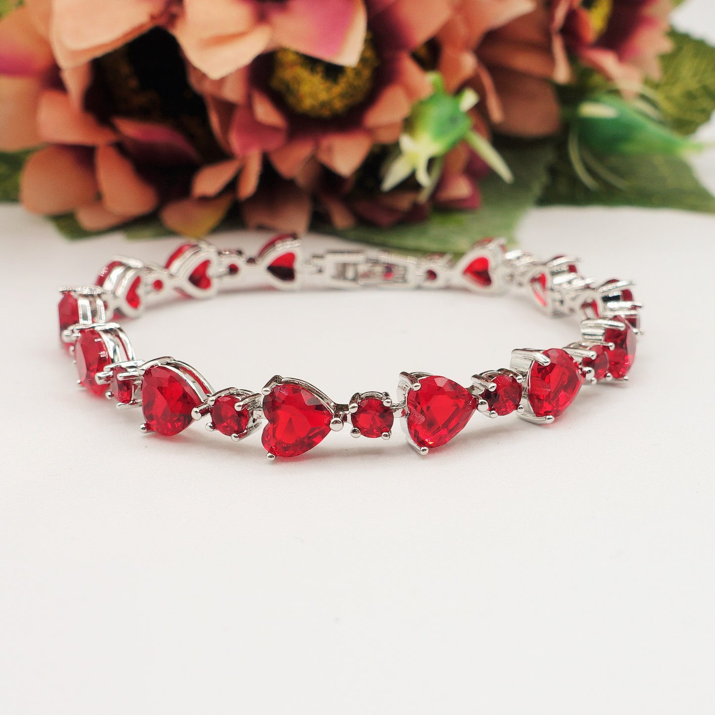 CHRISTELLE - bracciale tennis cuori alternati con cubic zirconia