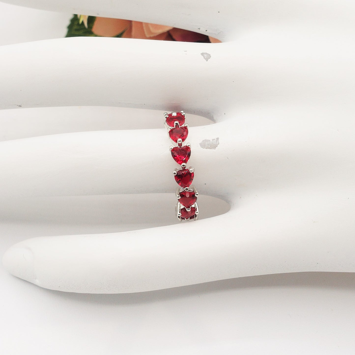 JENNY-Anello regolabile in Cubic Zirconia a forma di Cuore