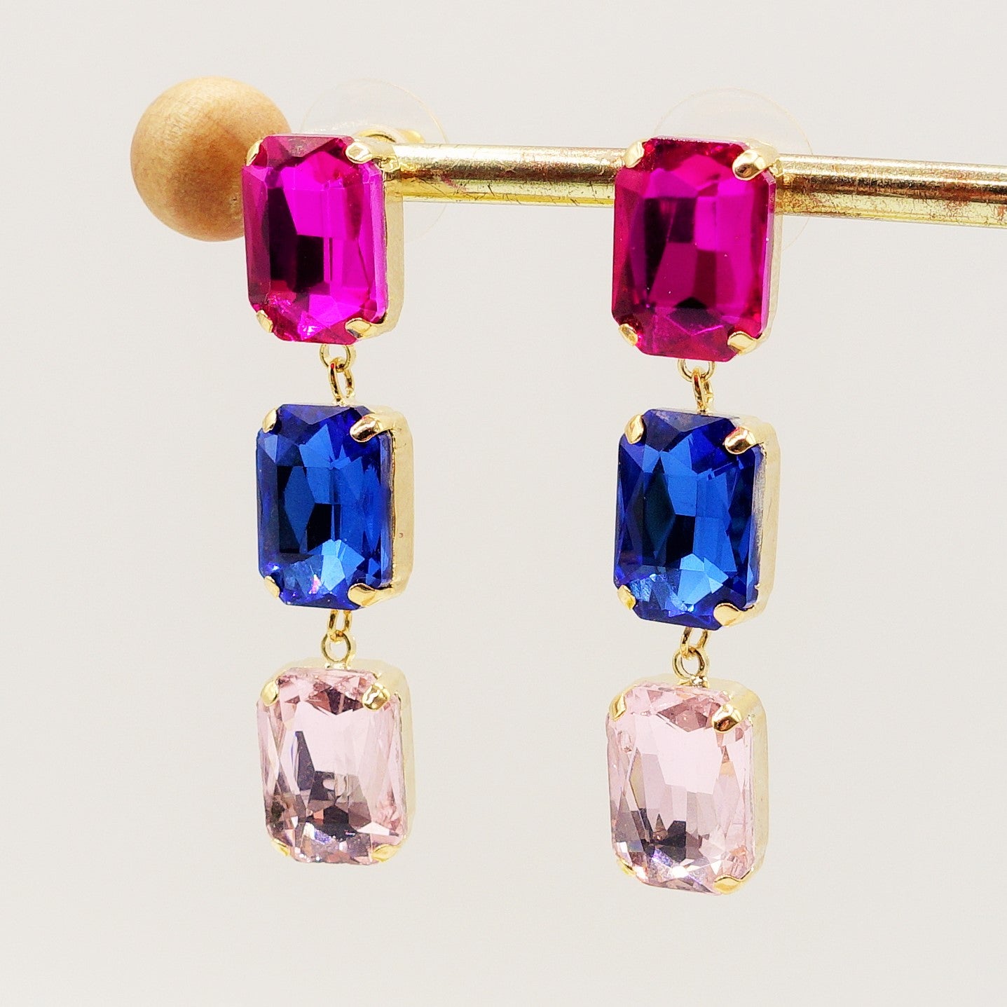 MARGOT DOUBLE SQUARE small - Paio Orecchini pendenti con pietre sfaccettate