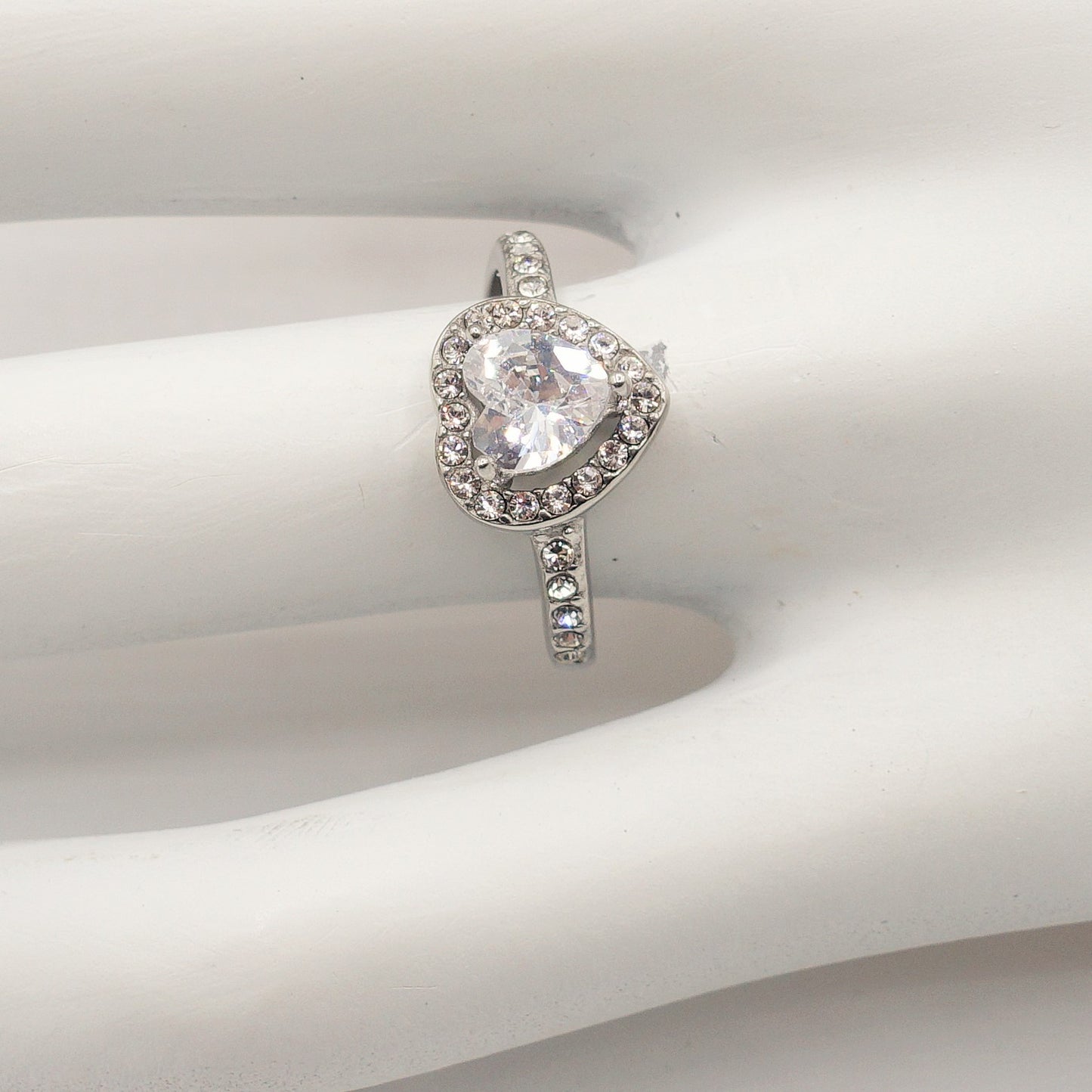 SOLITARIO crystal LOVE - Anello regolabile in ACCIAIO inossidabile con cubic zirconia