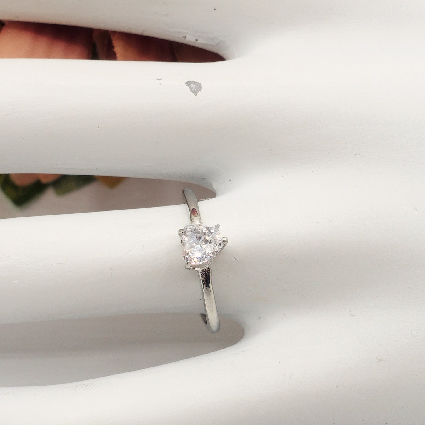 SOLITARIO mini heart - Anello regolabile in ACCIAIO INOSSIDABILE con cubic zirconia